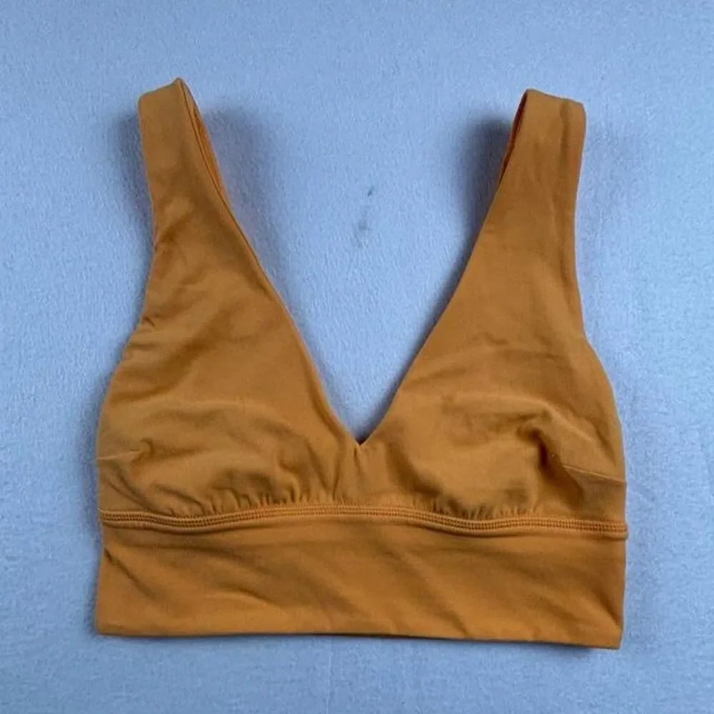Lululemon Orange V-Neck Longline Sports Bra Women’s Size 4 Yoga